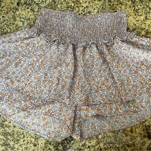 Floral Mini Skirt in Gray and Orange